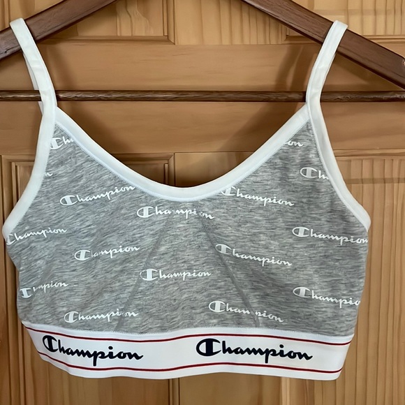 Champion Women’s Bralette, Gray with White Logo, size Medium - Picture 2 of 6